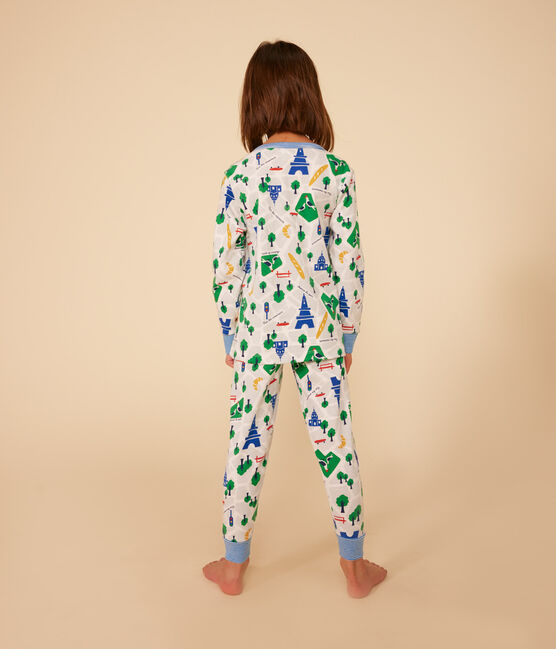 Katoenen pyjama met Paris-motief voor kinderen wit MARSHMALLOW/wit MULTICO