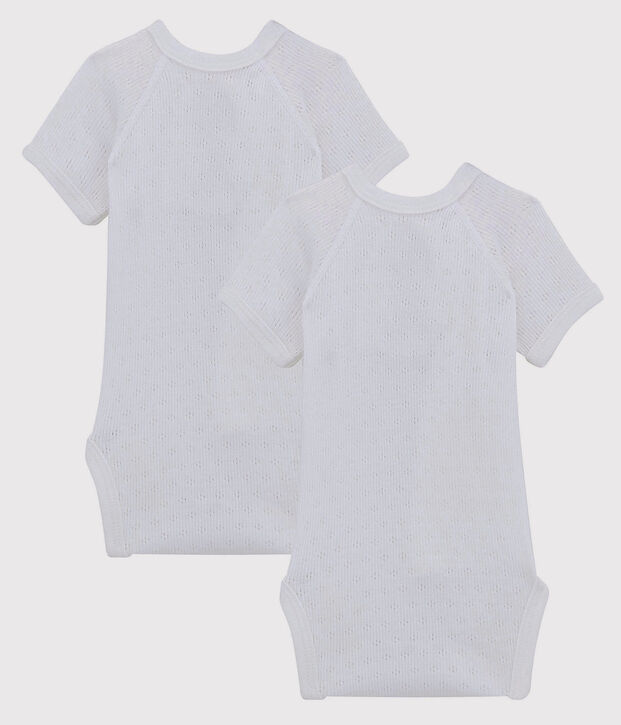 Set van 2 witte rompertjes van biologisch katoen met korte mouwen voor baby's multicouleur