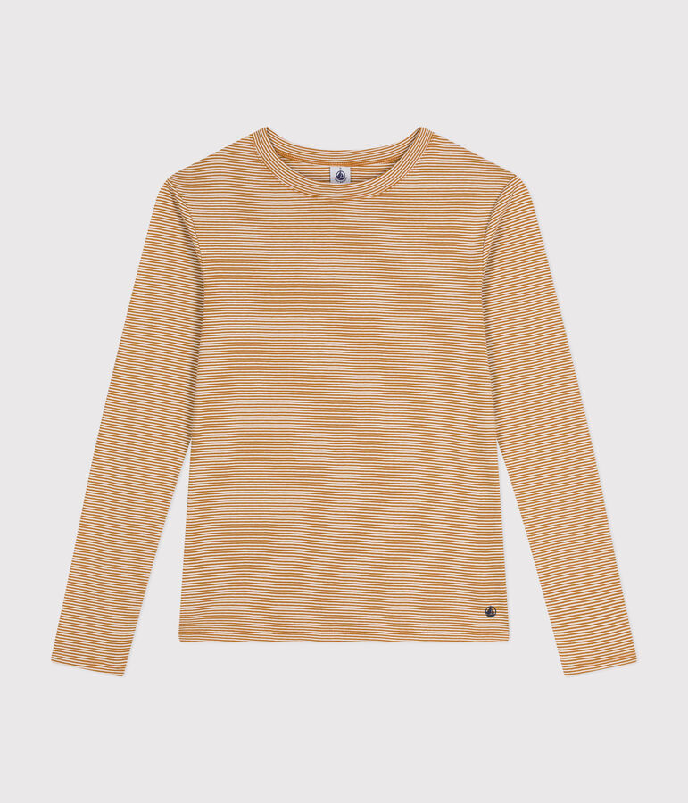 Tee-shirt L'ICONIQUE col rond en coton Femme marron/blanc