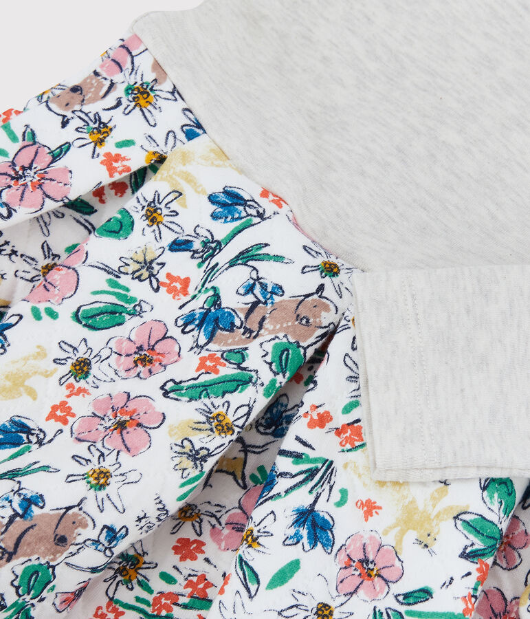 Robe manches longues en tubique enfant fille blanc/multicouleur