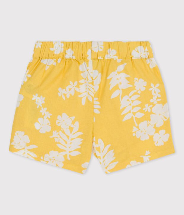 Short imprim&eacute; Hawa&iuml; en popeline b&eacute;b&eacute; jaune/blanc