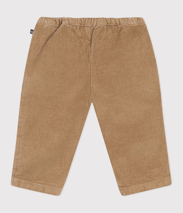 Effen fluwelen babybroekje beige