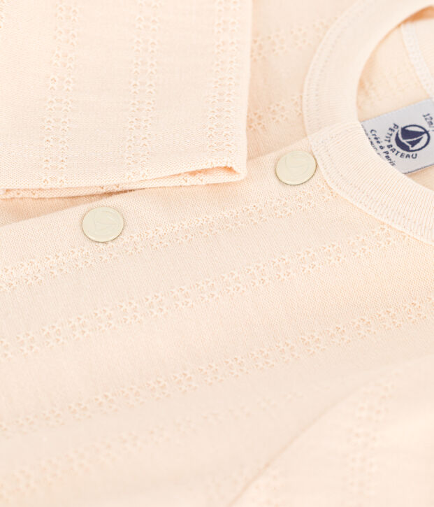 Babyvest van jerseystof met fantasiestippen ecru