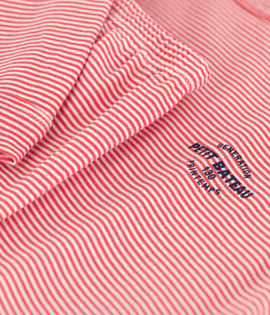 Pyjama rayé garçon en coton orange OURSIN/blanc MARSHMALLOW