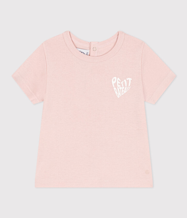 Tee-shirt manches courtes en coton b&eacute;b&eacute; rose