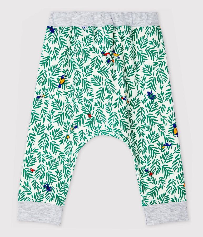 Geribde broek met print voor babyjongens wit/multicouleur