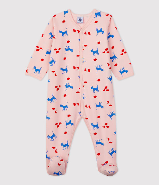 Dors-bien bébé imprimé fantaisie en molleton rose MINOIS/blanc MULTICO