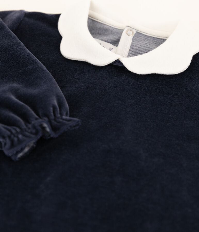 Fluwelen slaappakje met kraag baby blauw SMOKING