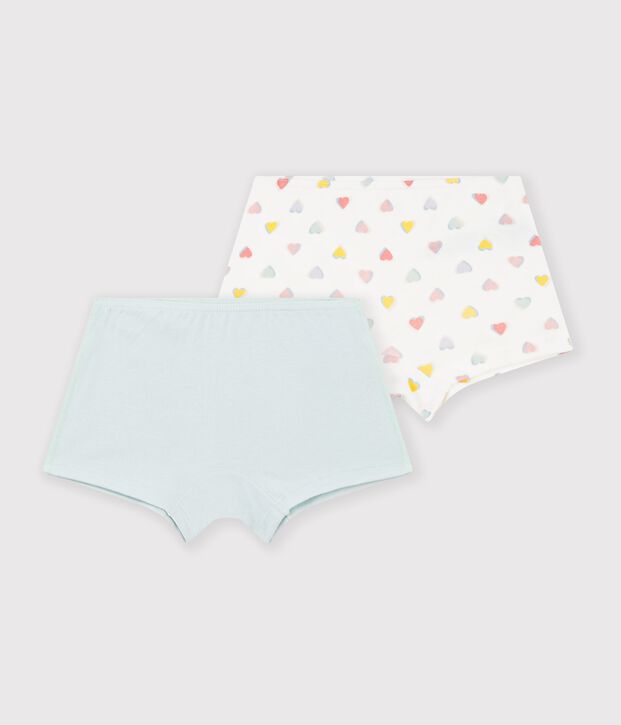 Setje lange katoenen shorty's met hartjes voor kinderen multicouleur