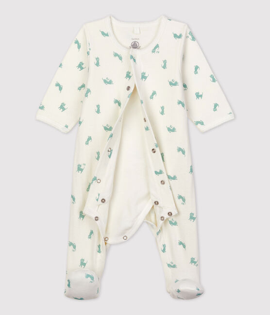 Bodyjama bébé en coton biologique blanc MARSHMALLOW/ HERBIER