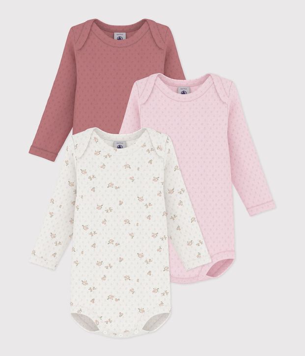 Set van katoenen body's met lange mouwen en bloemenprint multicouleur