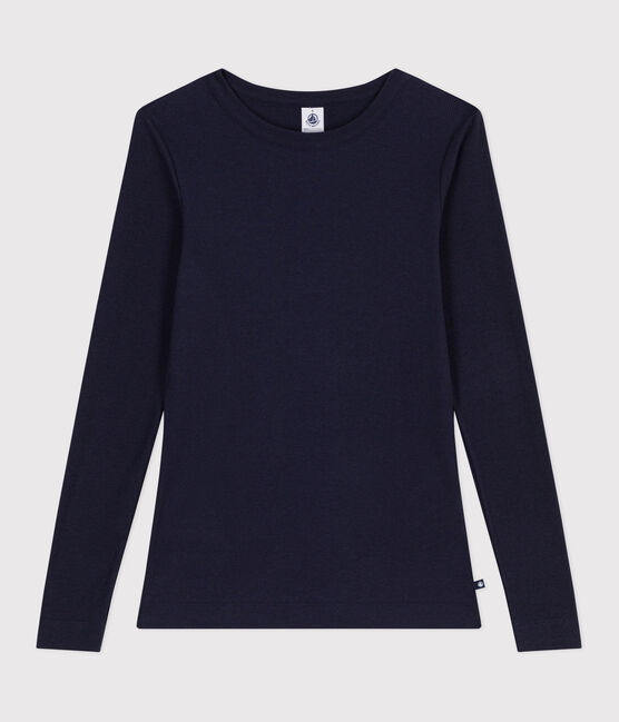 T-shirt met lange mouwen van katoen en wol voor dames - L'Iconique blauw SMOKING