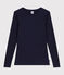 T-shirt met lange mouwen van katoen en wol voor dames - L'Iconique blauw SMOKING