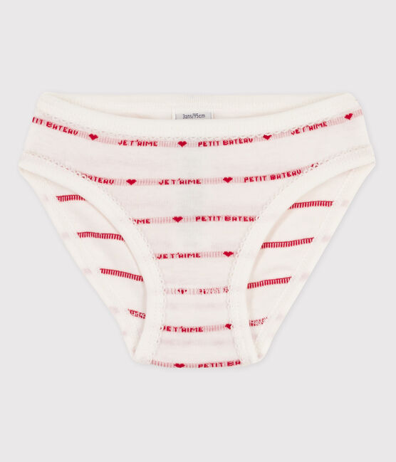 Katoenen meisjesslip wit MARSHMALLOW/rood TERKUIT