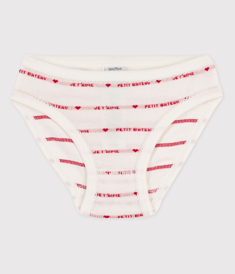 Culotte petite fille en coton blanc/rouge