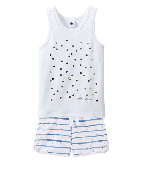 Pyjashort wit/blauw/geel