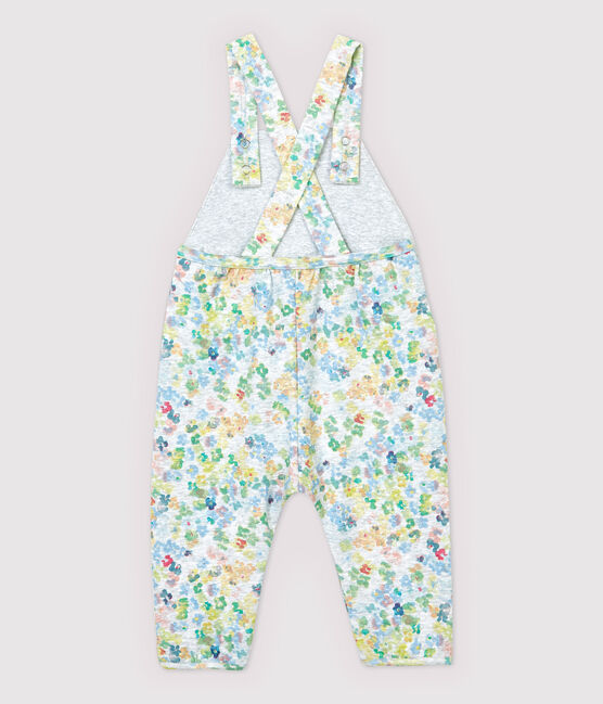 Salopette en molleton bébé fille. gris POUSSIERE/blanc MULTICO