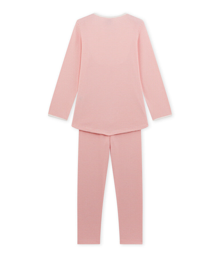 Pyjama fille en milleraies rose GRETEL/blanc LAIT
