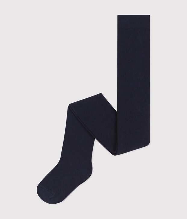 Collants enfant en coton unis bleu marine