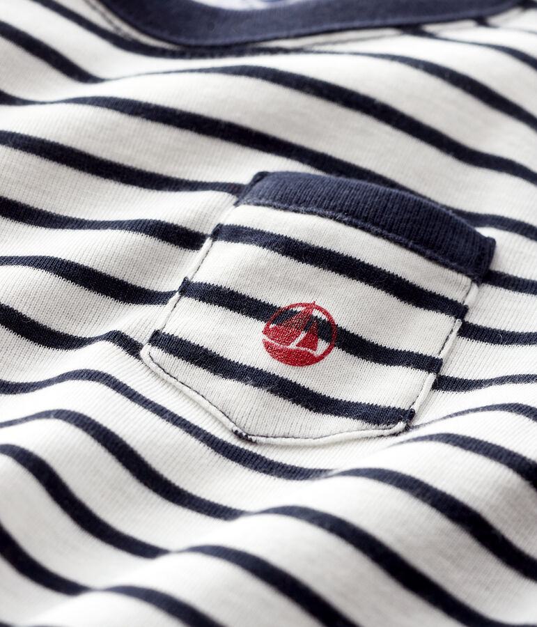 T-shirt baby jongen wit MARSHMALLOW/blauw SMOKING