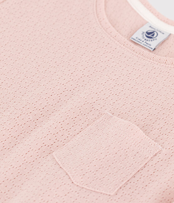 Effen katoenen meisjesnachthemd met ajour roze SALINE