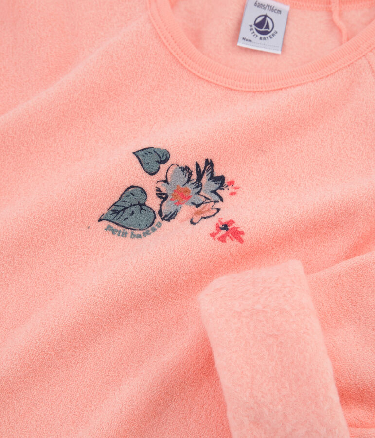 Pyjama petite fille en bouclette &eacute;ponge gratt&eacute;e rose