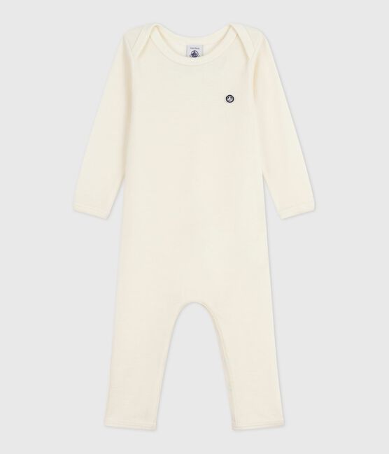 Babybody met lange pijpen in wol en katoen ECRU 08163