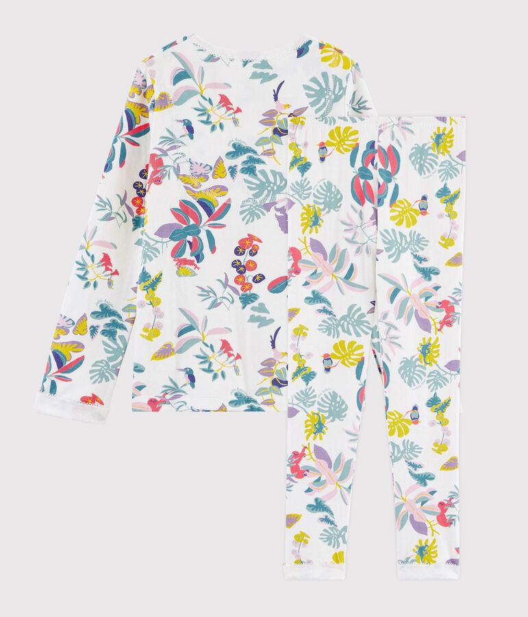 Meisjespyjama van tubic met jungleprint wit MARSHMALLOW/wit MULTICO