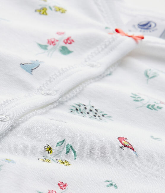 Dors bien sans pieds bébé fille imprimé blanc ECUME/blanc MULTICO