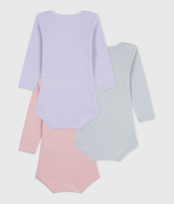Setje van opengewerkt katoenen babybodys met lange mouwen variante 1
