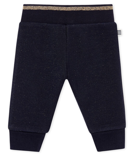Glitterbroek in molton voor babymeisjes blauw SMOKING/geel DORE