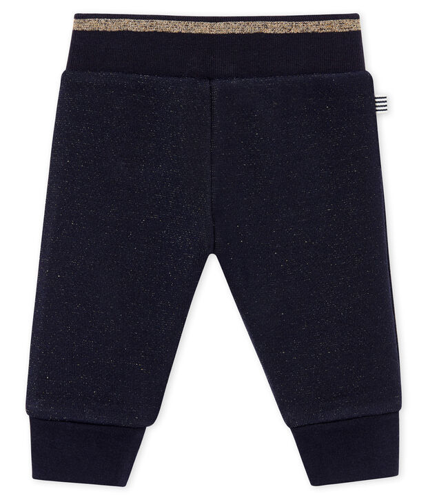 Pantalon molleton brillant b&eacute;b&eacute; fille bleu/jaune