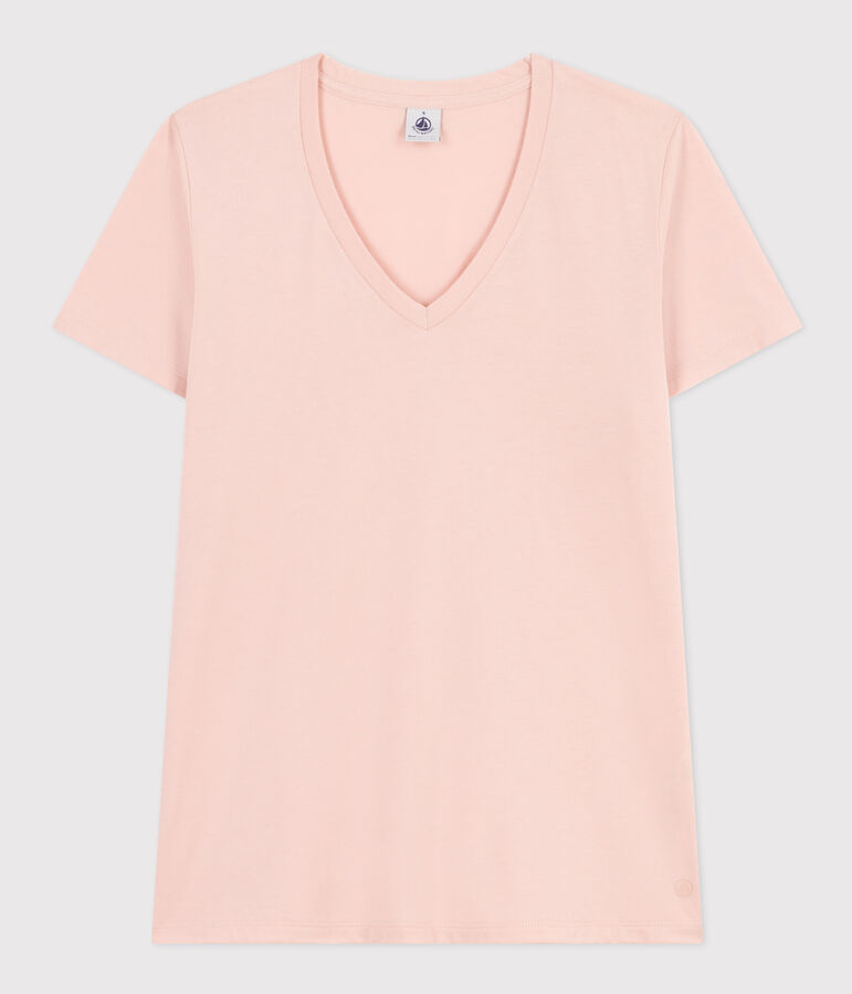 Le Droit, katoenen T-shirt voor dames met V-hals roze SALINE