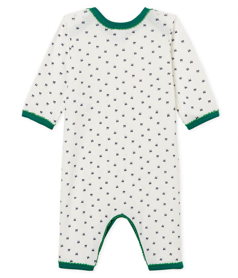 Pyjama van ribstof voor babymeisjes wit/blauw
