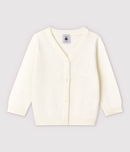 Cardigan en tricot jersey coton/lin bébé garçon blanc MARSHMALLOW