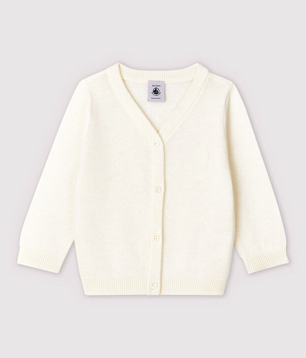 Cardigan van katoenen/linnen jersey tricot voor babyjongens wit