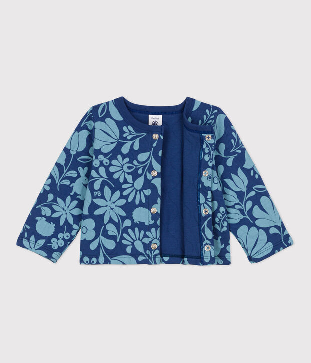 Cardigan b&eacute;b&eacute; imprim&eacute; en tubique matelass&eacute; bleu/bleu