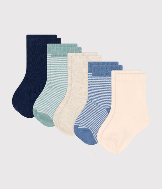 Set van 5 paar katoenen babysokken van fijngeribd velours variante 1