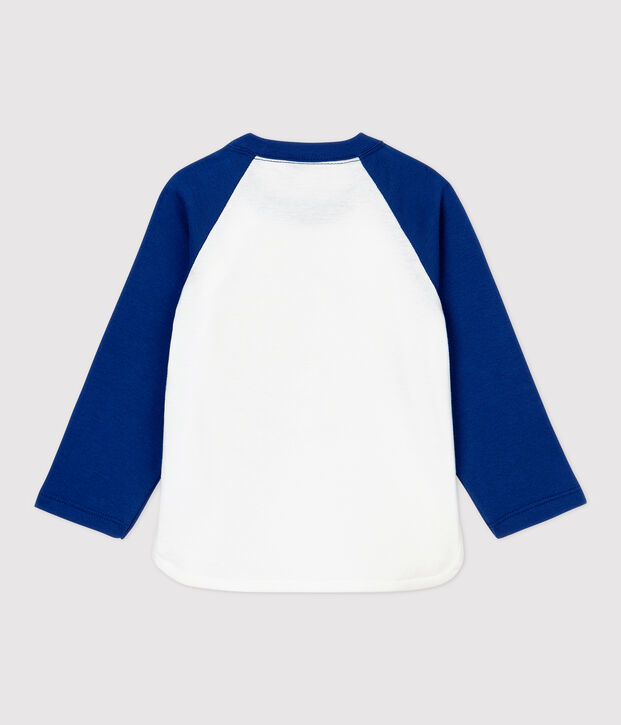 Tee-shirt en coton b&eacute;b&eacute;. blanc/bleu