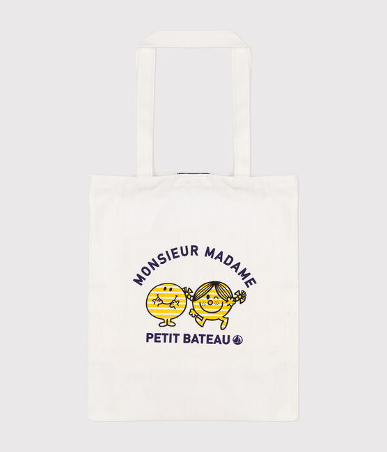 Katoenen totebag met Monsieur Madame-motief wit MARSHMALLOW