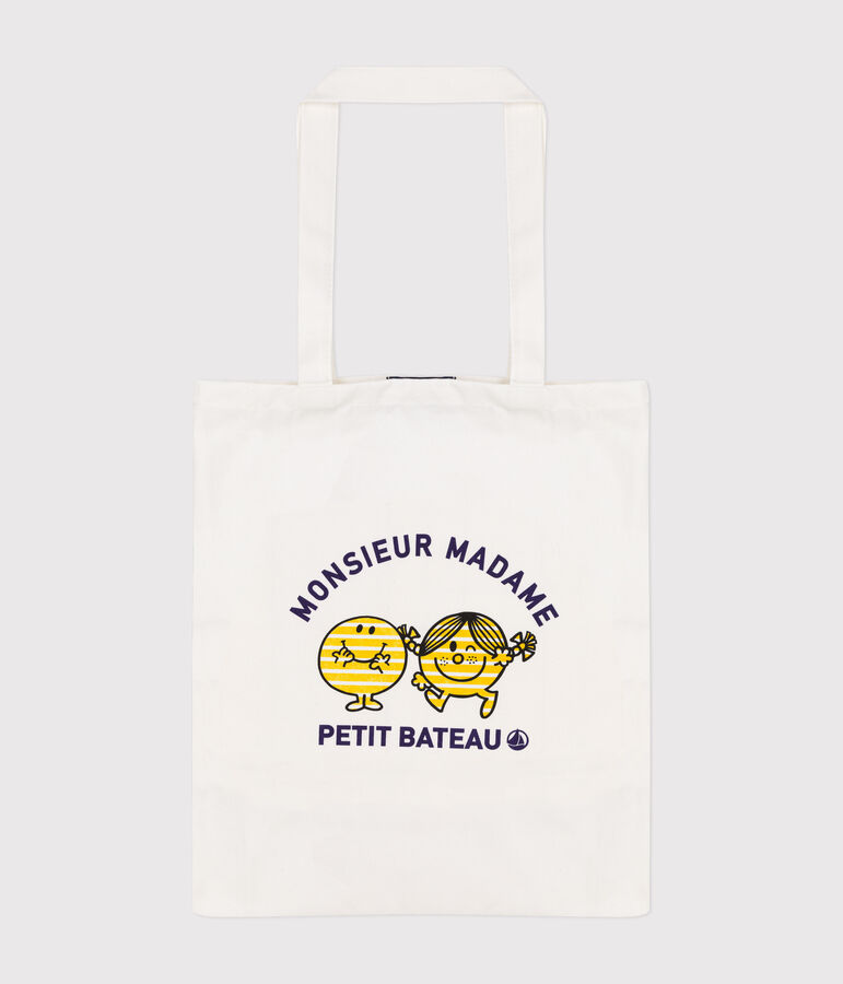 Tote bag Monsieur Madame en coton blanc