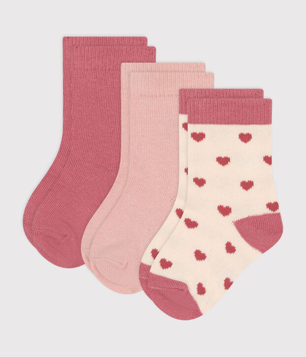 Set van 3 paar babysokken in katoen met hartjes multicouleur