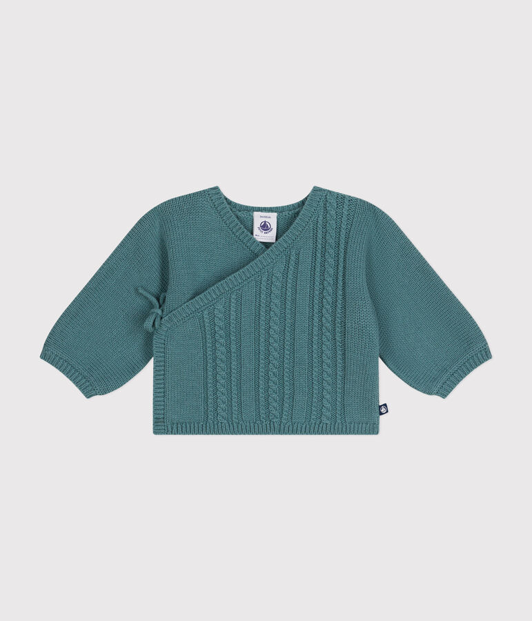 Cardigan en laine et coton b&eacute;b&eacute; vert
