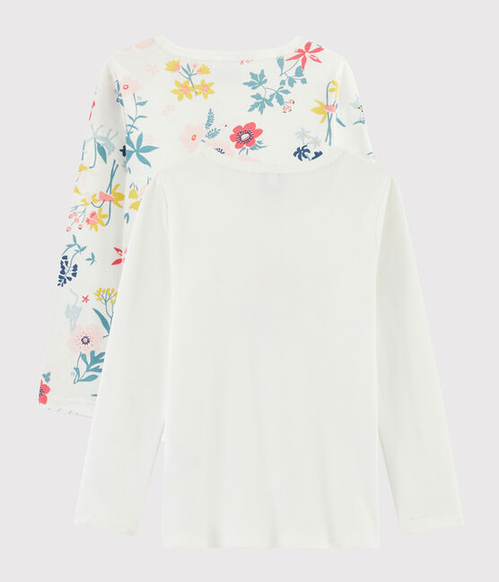 Set met 2 T-shirts lange mouwen meisjes met bloemenprint variante 1