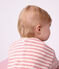 Gestreept T-shirt met lange mouwen in katoen voor baby's roze/ecru
