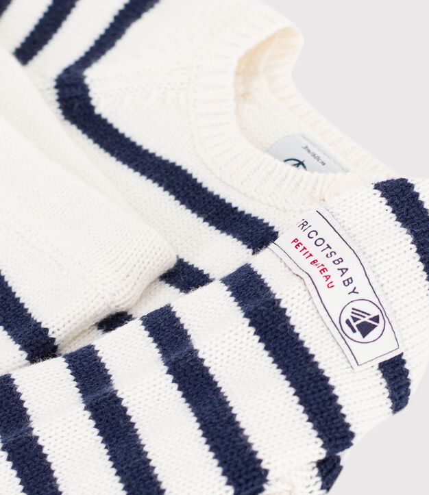 Ensemble b&eacute;b&eacute; en tricot &agrave; rayures bleu/bleu