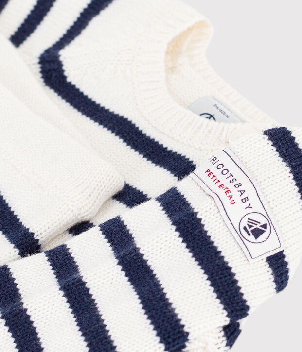 Ensemble b&eacute;b&eacute; en tricot &agrave; rayures bleu/bleu