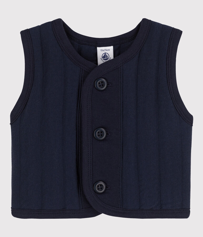 Veste b&eacute;b&eacute; sans manche en tubique matelass&eacute; bleu