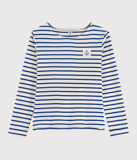 Lichte marinière "Cœur" Dames wit MARSHMALLOW/blauw SURF