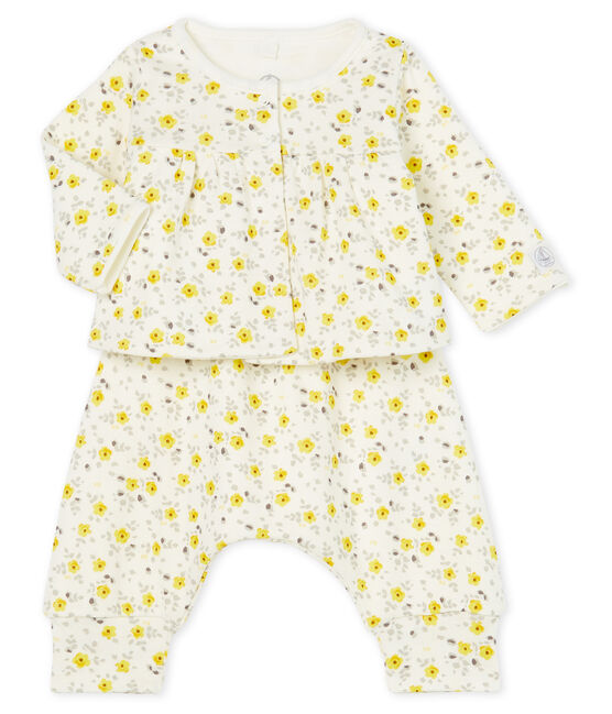 Ensemble trois pièces bébé fille en laine et coton blanc MARSHMALLOW/blanc MULTICO